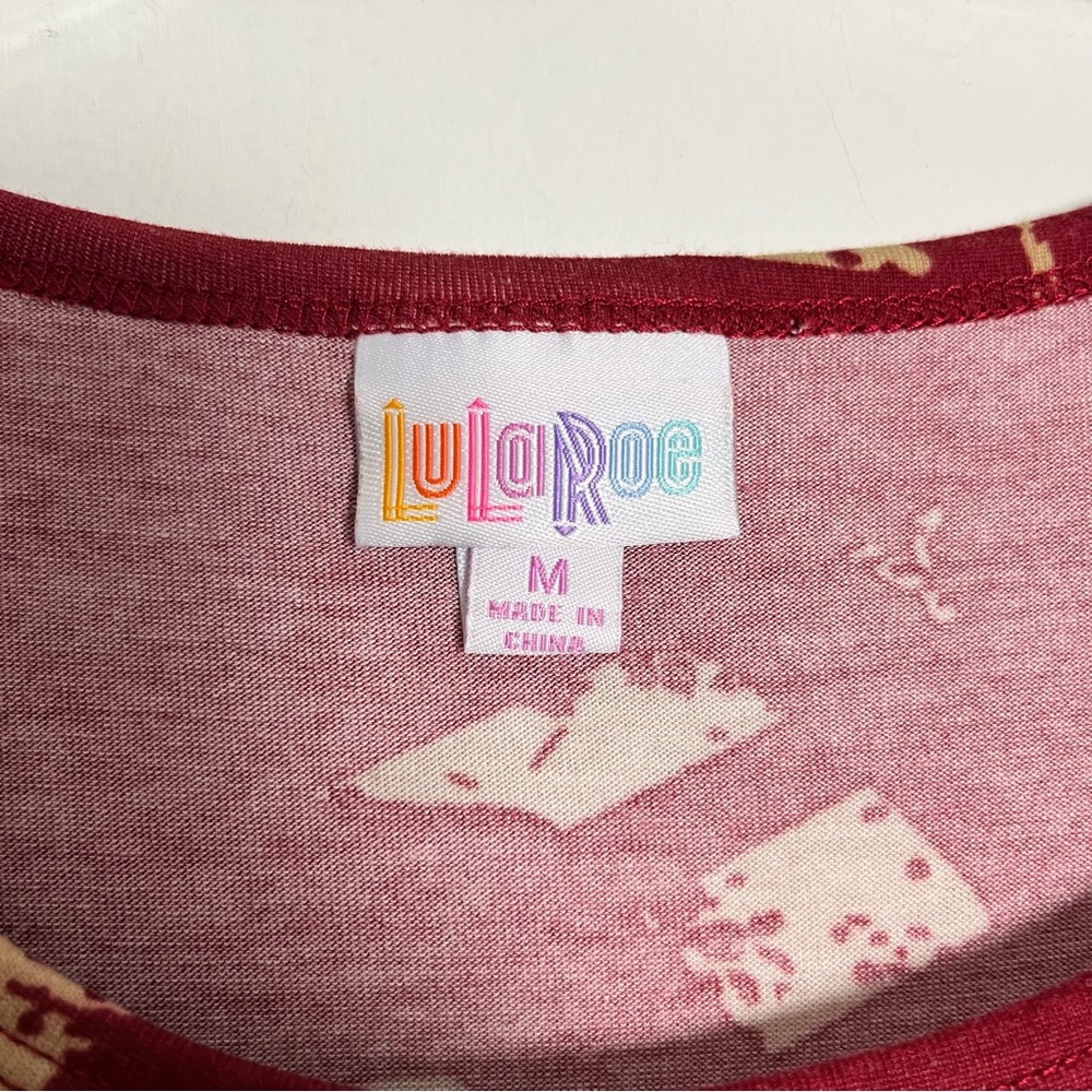 LuLaRoe Maroon Red and Tan Simply Comfortable Dress with Pocket - Picture 6 of 13
